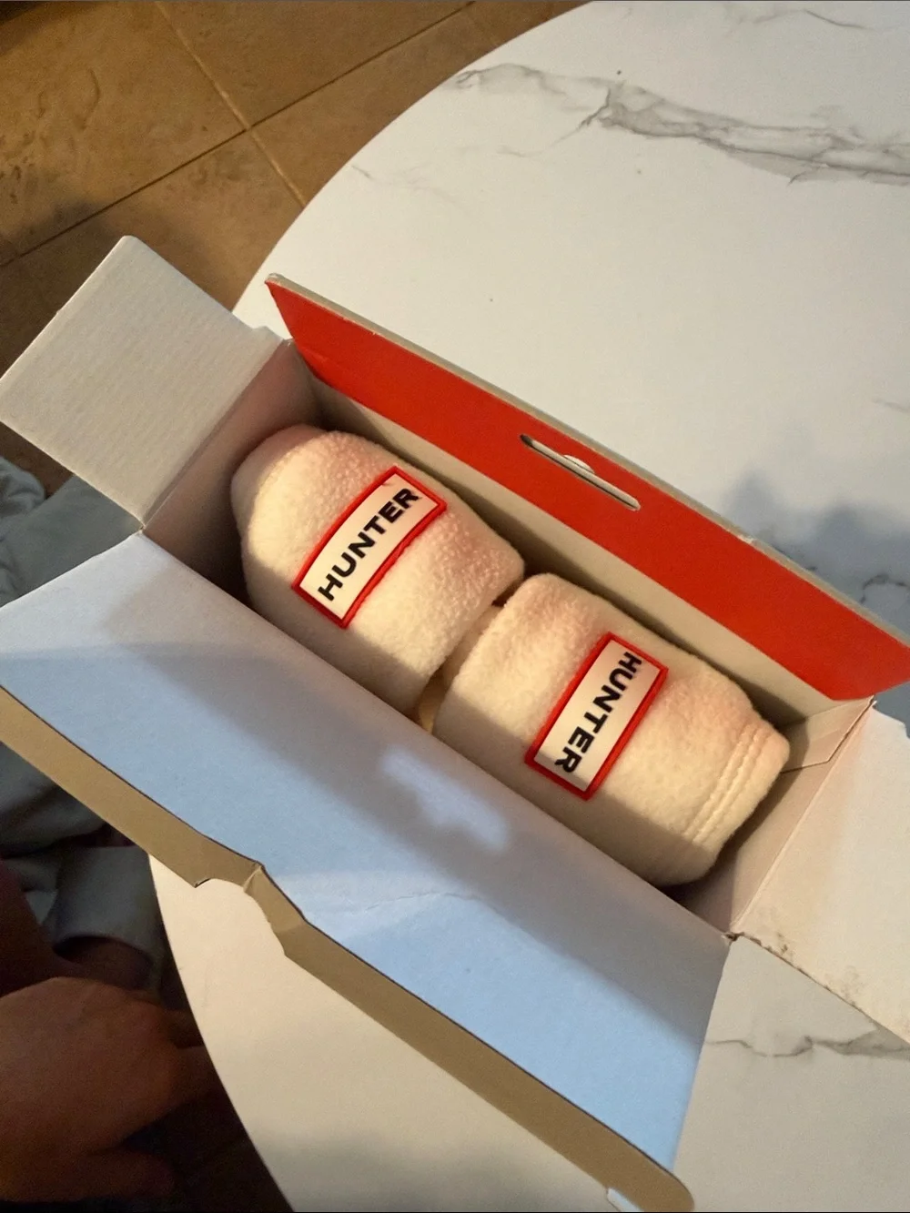 Hunter Cream Fold-Over Boot Socks with Logo